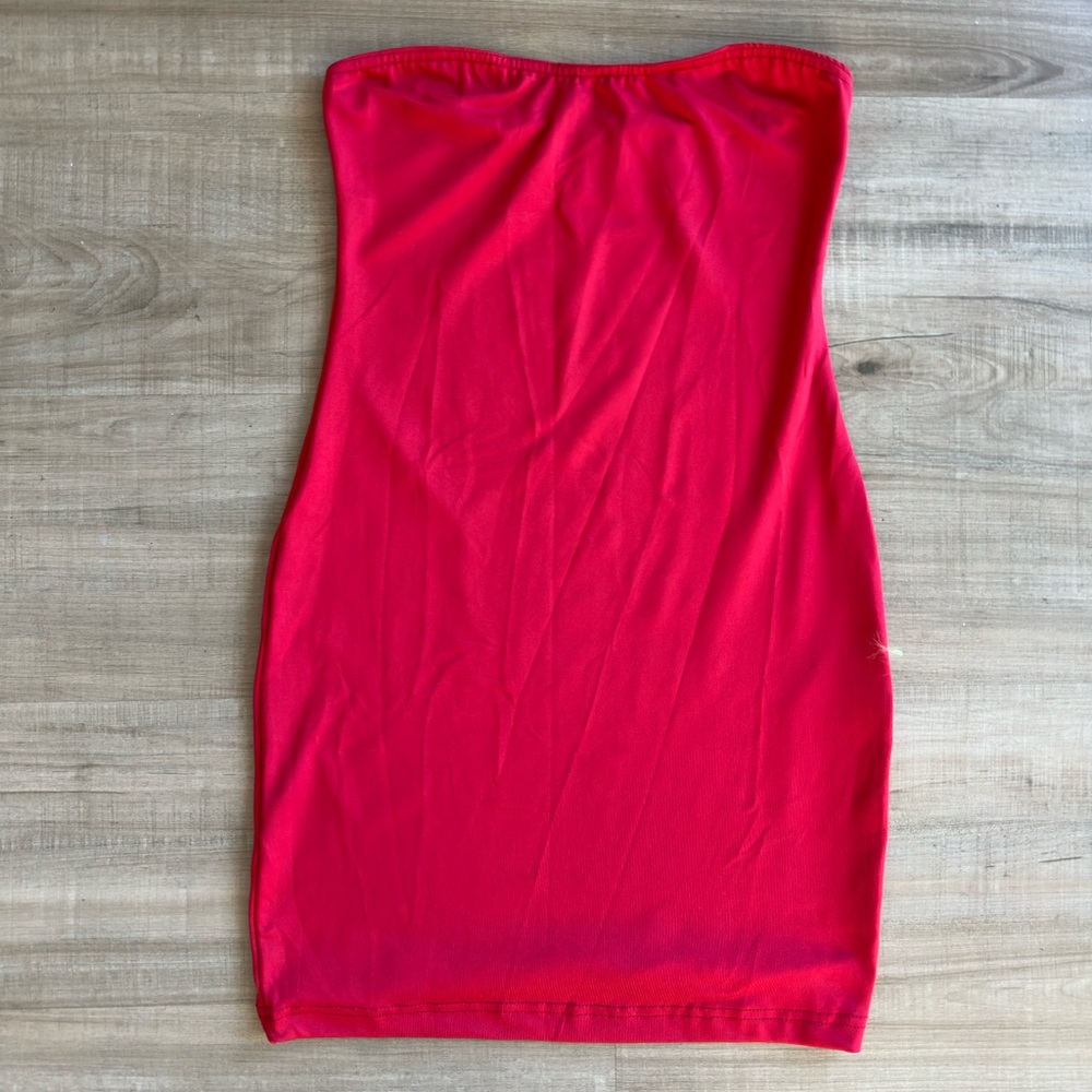 Strapless Red Mini Tube Dress Bodycon